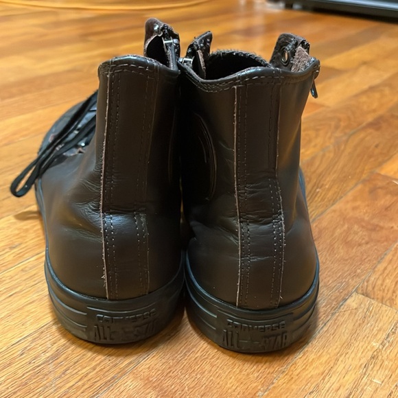 Converse Chuck Taylor Brown Leather Black Rubber Sneakers - Picture 2 of 6